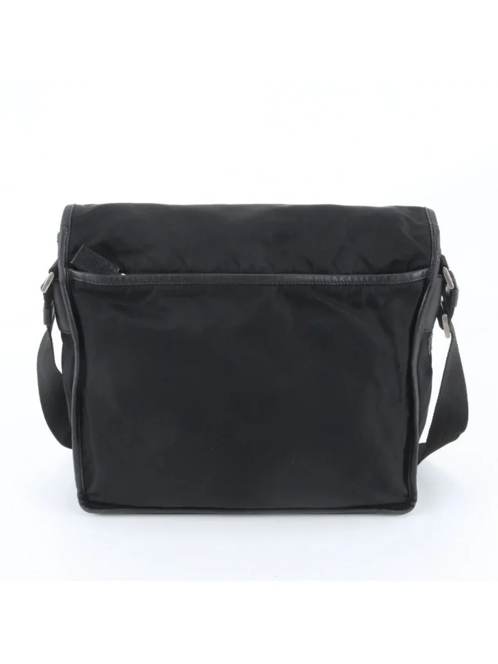 Prada White Tessuto Nylon Triangle Logo Leather Shoulder Bag Crossbody Business